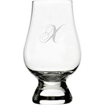 Chopin Script Etched Monogram Glencairn Crystal Whisky Glass Letter X