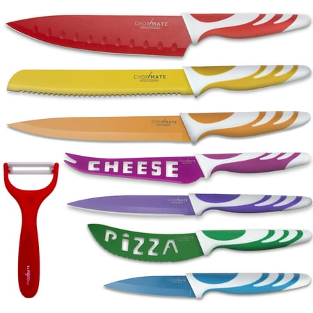 Chopmate Color Stainless Steel Anti-Bacterial Non-Stick Ceramic Coated 8 Piece Kitchen Knife Set