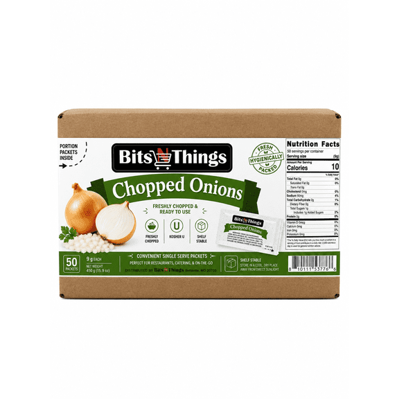 Chopped Onion Portion Packets | 9 Gram Each | By Bits N Things | Pack of 50