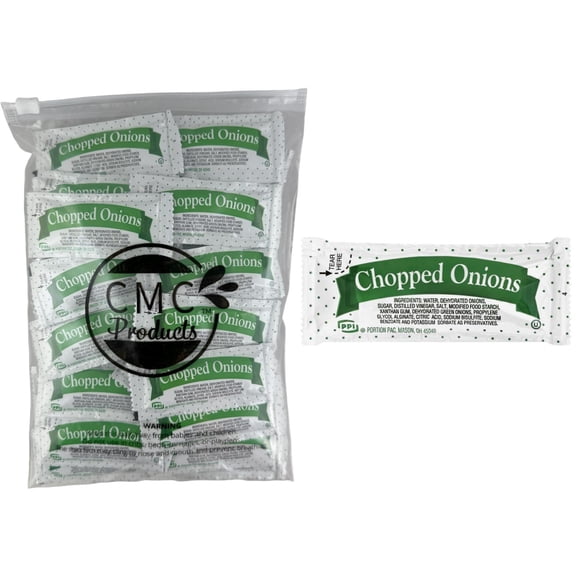 Chopped Onions (9g) - 50 Chopped Onions Packets in Custom CMC Products Food Safe Slide Seal Bag, bundle, packaged by CMC Products