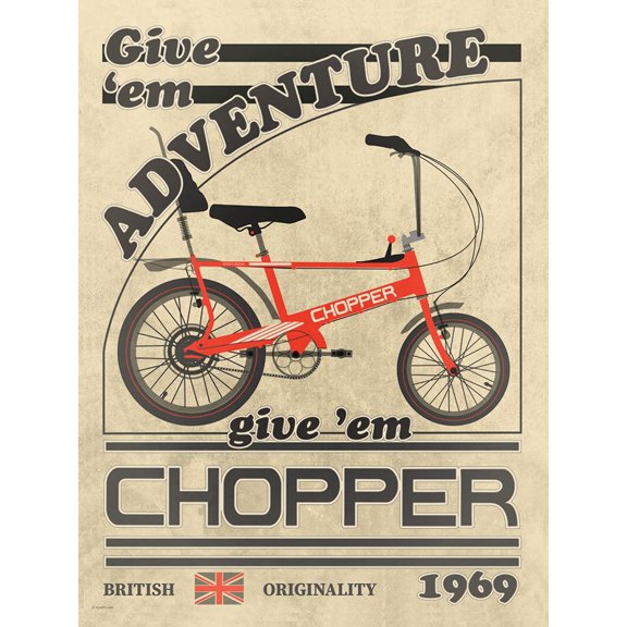 Chopper Bicycle Vintage Style Advert Poster Print - 9 Wyatt (24 x 32)