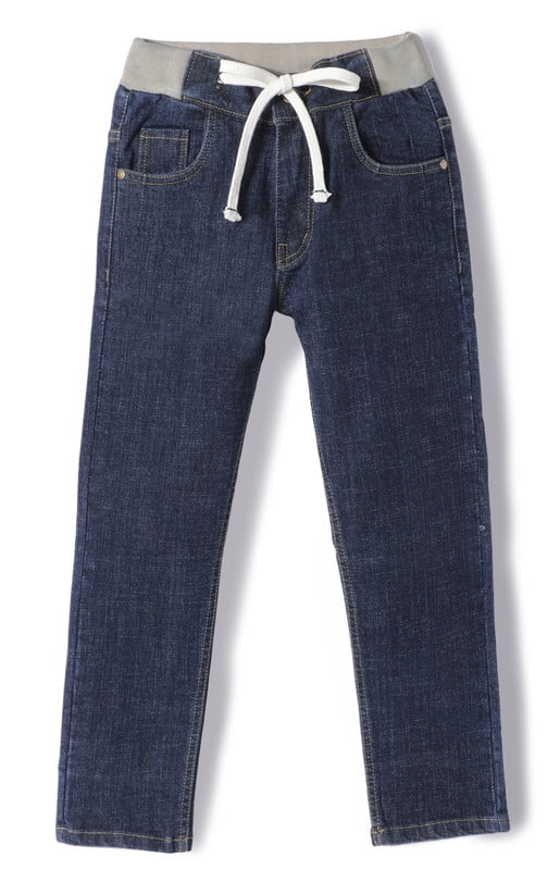 chopper club Jongens jeans van hoogwaardige, rekbare katoen-denimstof in smalle pasvorm en geribbeld katoen in de taille elastische koordsluitingen