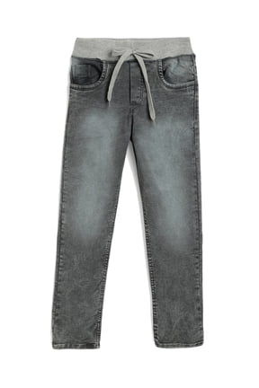 boys Jeans Slim Fit Denims Round Elastic & Drawstrings Grey 32