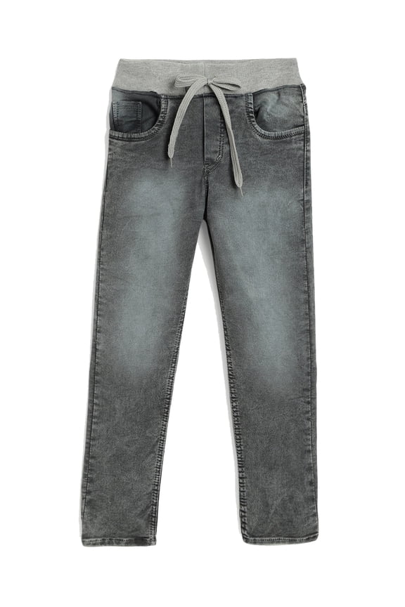 boys Jeans Slim Fit Denims Round Elastic & Drawstrings Grey 36