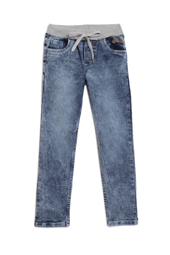 boys Jeans Slim Fit Denims Round Elastic & Drawstrings Stone 32