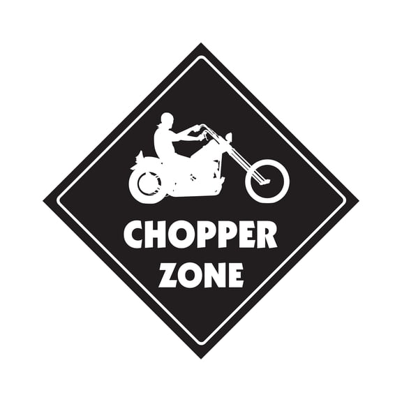 Chopper Crossing Sign Zone Xing | Indoor/Outdoor | 12" Tall cycle motorcycle tires handlebars
