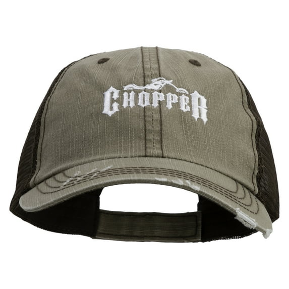 Chopper Embroidered Low Profile Special Cotton Mesh Cap - Khaki Brown OSFM