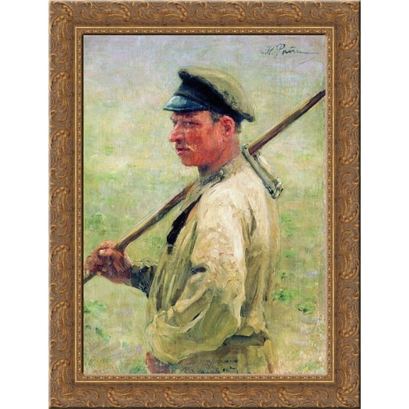 Chopper Litvin. Zdravnevo 20x24 Gold Ornate Wood Framed Canvas Art by Repin, Ilya