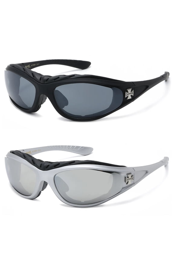 s 2 PACK Padded Motorcycle Sunglasses 939 1 Pair Silver & 1 Pair Black Free Shipping