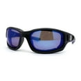 thumbnail image 1 of Choppers Classic Foam Pad Goggle Style Wrap Biker Sunglasses Matte Black Blue Mirror, 1 of 4