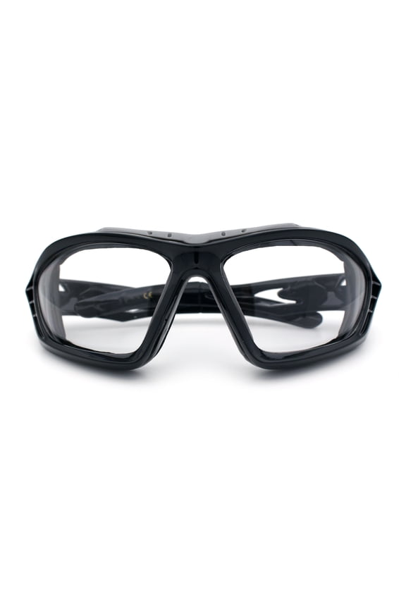 Choppers Clear - Dark Photochromic Lens Mens Foam Padded Wrap Biker Sunglasses [Black - Grey Accent]