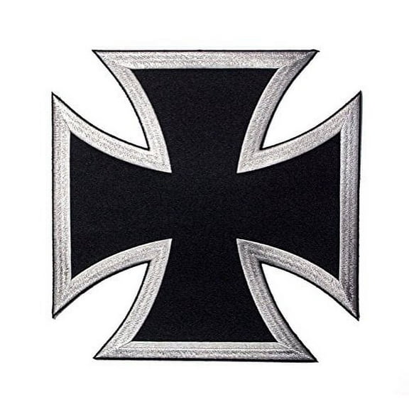 Choppers Cross Black Silver Large Back Vest Embroidered Patch Iron Sew PWPM5065