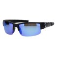 thumbnail image 1 of Choppers Mens Skull Print Arm Half Rim Warp Gangster Sunglasses Matte Black Blue Mirror, 1 of 4