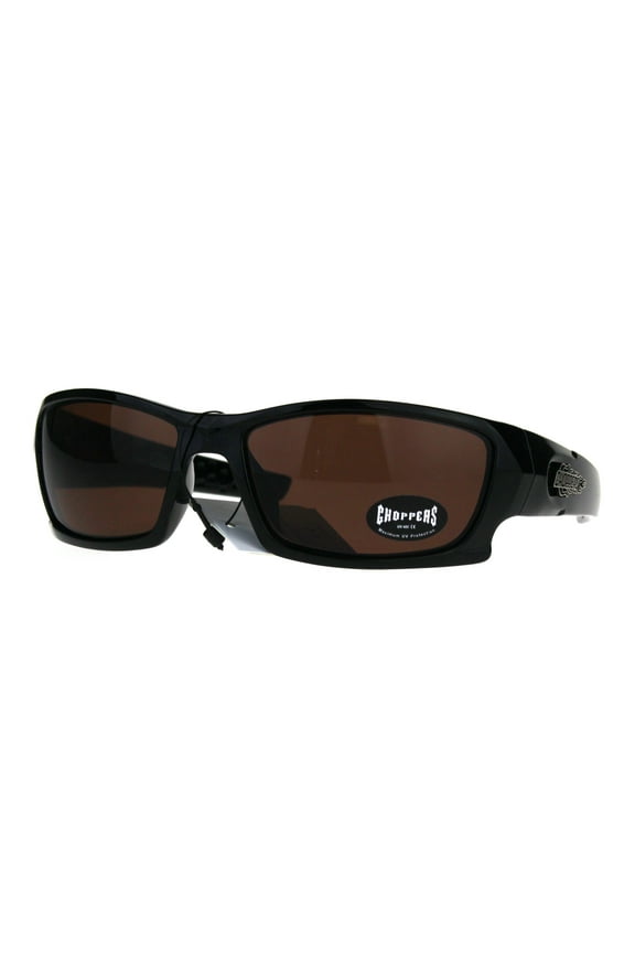 Mens Warp Sport Biker Motorcycle Plastic Sunglasses Black Brown