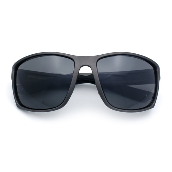 Choppers Wrap Sunglasses for Men UV400 Polycarbonate Lens Lightweight Sport Fit Durable Frame Driving Outdoor Eyewear Grey Metalic Frame - Black Lens