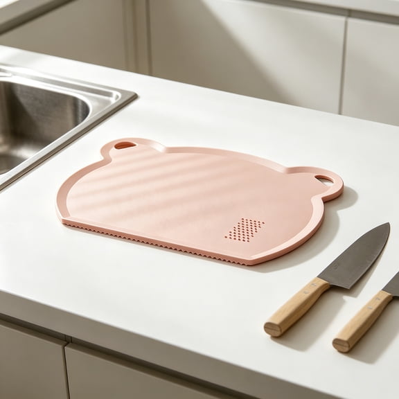 Chopping Board,Double Sided Prep Tray,Food Grade Anti Slip Cutting Surface for Raw Meat Vegetable Separate Kitchen Food Processing(Pink)