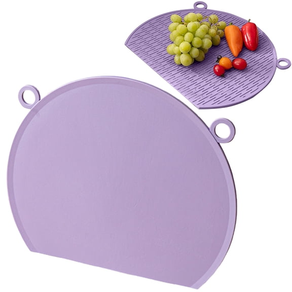 Chopping Boards for Kitchen, with Drain Silicone Mat, Kitchen Counter Fruit Chopping Plates | for Vegetable Chicken Fruit Meat indoor Home Apartment Dorm Countertop Travel Camping, Purple