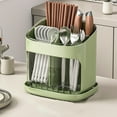 thumbnail image 1 of Chopstick Holder, Large Capacity Kitchen Utensil Organizer with Drainage Holes and Tilt-proof Base, White or Green Plastic Storage Box for Easy Cleaning and Countertop Organization, 1 of 6