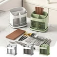 thumbnail image 1 of Chopstick Holder, Large Capacity Kitchen Utensil Organizer with Drainage Holes and Tilt-proof Base, White or Green Plastic Storage Box for Easy Cleaning and Countertop Organization, 1 of 6