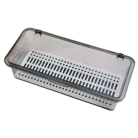Chopsticks Box with Transparent Flip Lid Drainable Chopsticks Case Plastic Tableware Organizer Cutlery Holder for Spoons Knives Forks Gray