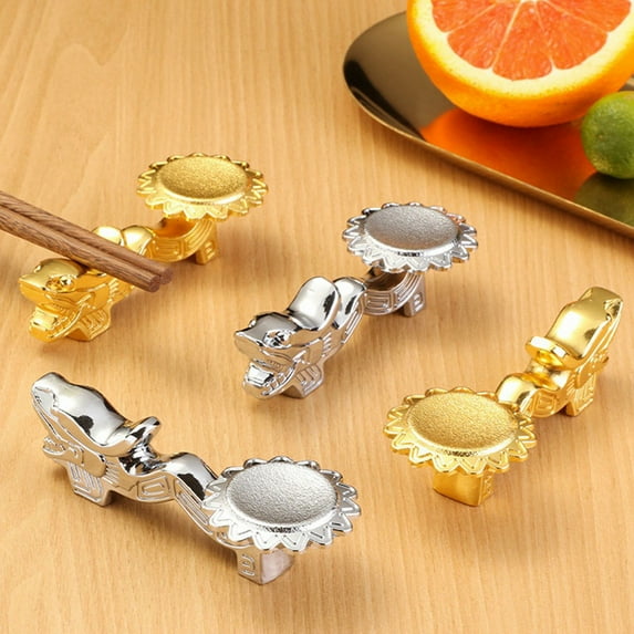 Chopsticks Holder Alloy Retro Dragon Chopsticks Rack Knife Spoon Fork Stand Chopstick Rest,Gold 2PCS