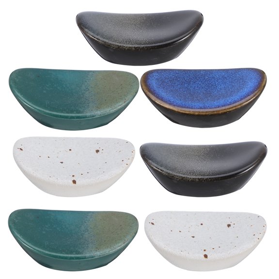 Beaupretty Chopsticks Rest Holder Premium Ceramic Assorted Color for Table Setting 7Pcs