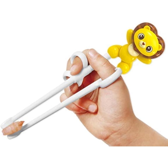 Chopsticks, Training Chopsticks, Learning, Beginner, Brain Training, Practice, Korean Food, Japanese Sushi, 1 Step to Learn Chopstick, Right Handed - Made in Korea (Lion)