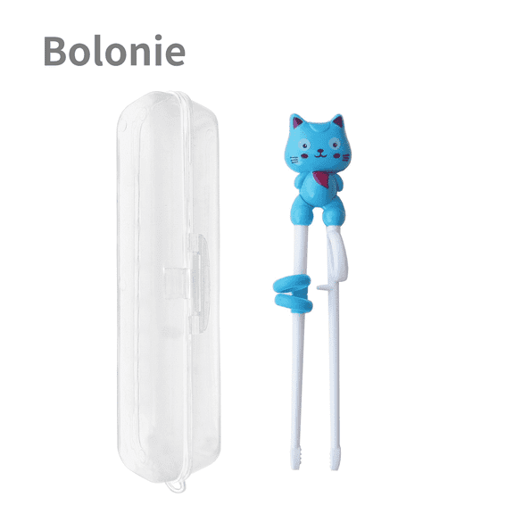 Chopsticks for Kids, 1 Pair Bolonie Training Chopsticks for Kids, Cute Cat Learning Practice Chopsticks with Case