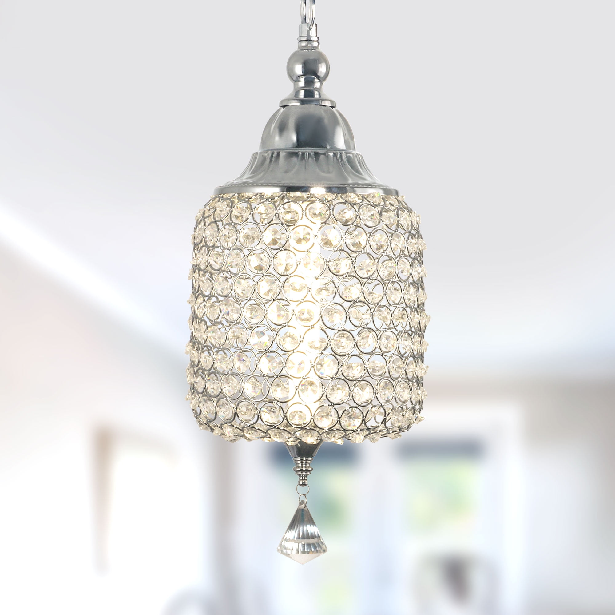 Chords Attic 1-Light Crystal Pendant Lighting Adjustable LED Ceiling Hanging Light Fixtures Fixture for Kitchen Island
