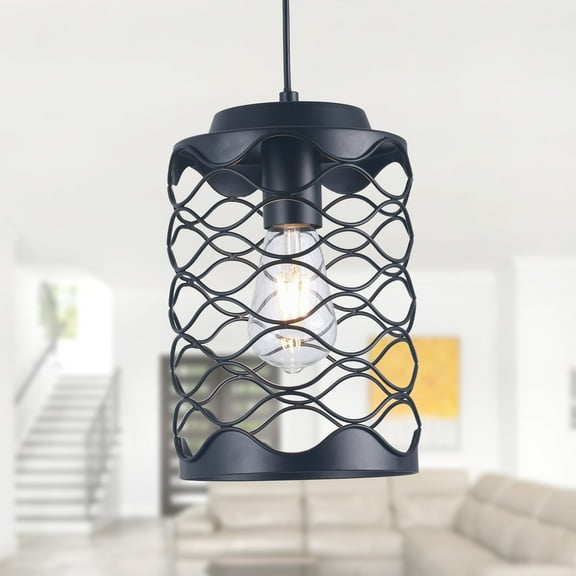 Chords Attic 1-Light Kitchen Island Pendant Lights Adjustable Ceiling Hanging Light Fixtures with Metal Accents