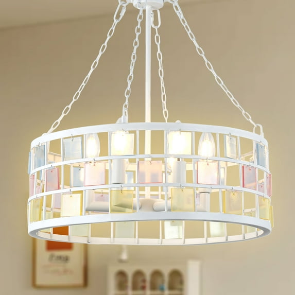 Chords Attic 17" Vintage Church Candle Style Chnadelier Adjustable Hanging Pendant Light Fixture for Livingg Room, dining Room