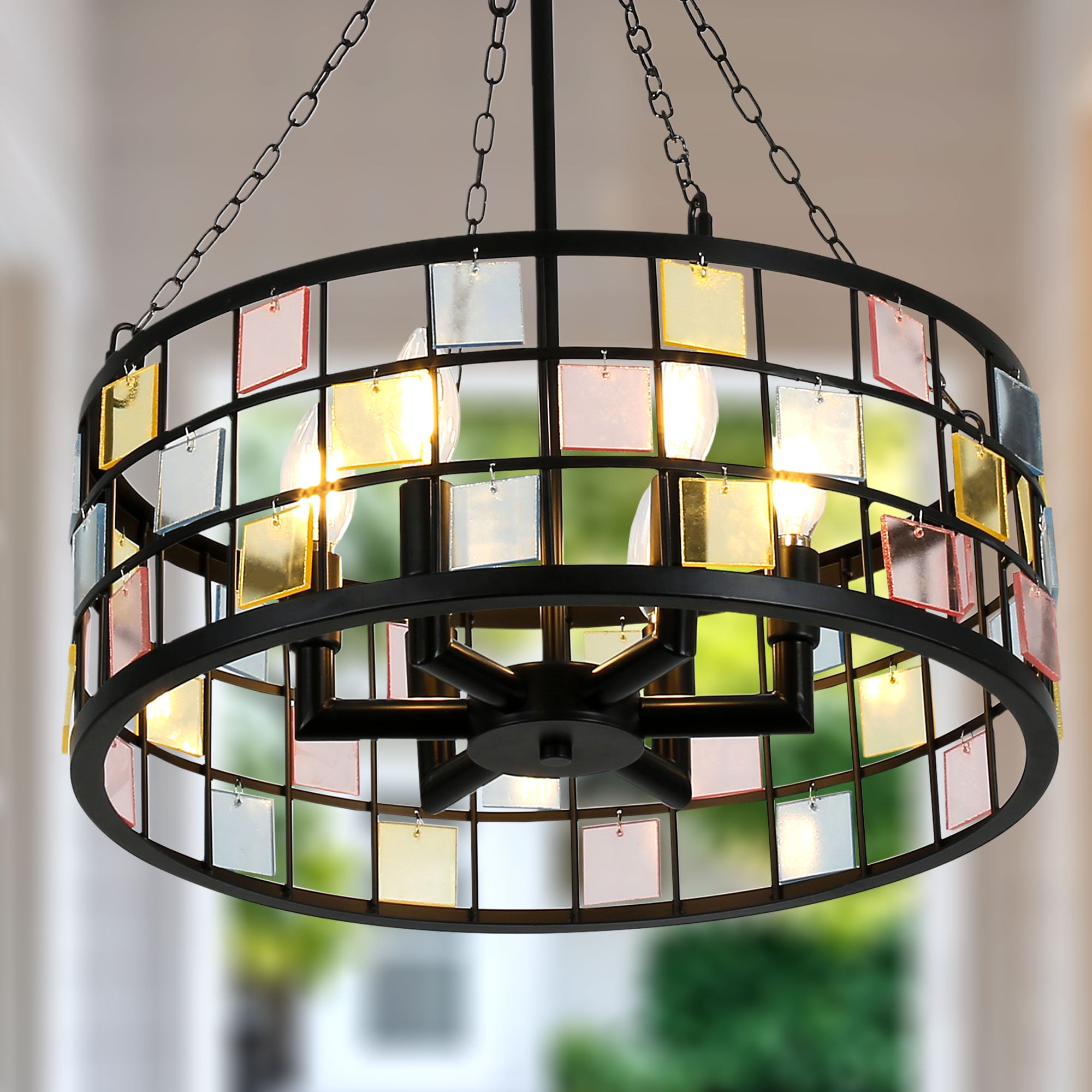 Chords Attic 17" Vintage Church Candle Style Chnadelier Adjustable Hanging Pendant Light Fixture for Livingg Room, dining Room