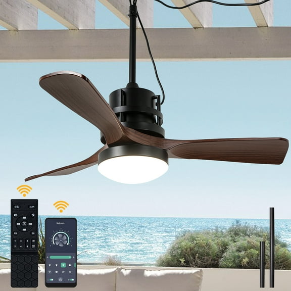 Chords Attic 42" Outdoor Smart Ceiling Fan with Dimmable LED Lights and APP & Remote Control, 6-Speed DC Motor, Waterproof Plug-in Easy Install for Patio, Porch, Gazebo