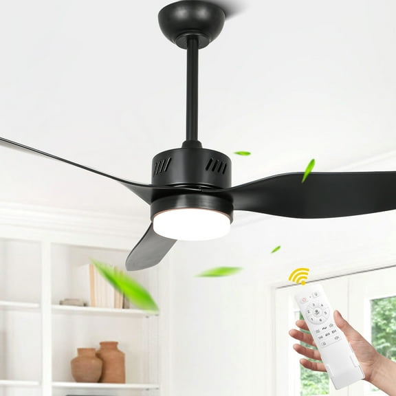 Chords Attic 46" Reversible 3-Blade Wood Ceiling Fan with LED Lights and Remote Control, 6-Speed Settings, Timer Function