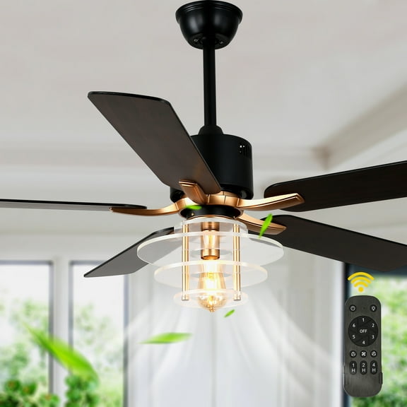 Chords Attic 52" 5-Blade Ceiling Fan with Lights and Remote Control, 6-Speed DC Motor, Timer and Reversible Function for Bedroom, Living Room and Dining Room