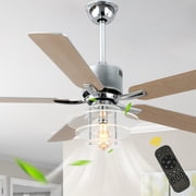 Chords Attic 52" 5-Blade Ceiling Fan with Lights and Remote Control, 6-Speed DC Motor, Timer and Reversible Function for Bedroom, Living Room and Dining Room