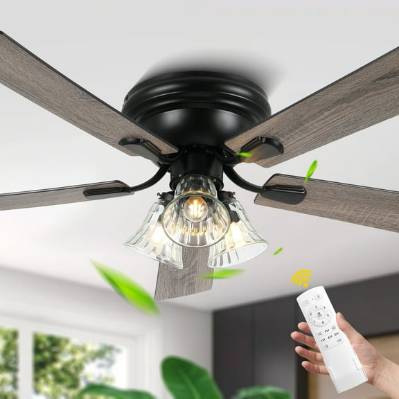 Chords Attic 52" Reversible 5-Blade Wood Ceiling Fan Lights and Remote Control, 6-Speed, Timer, Memory Function