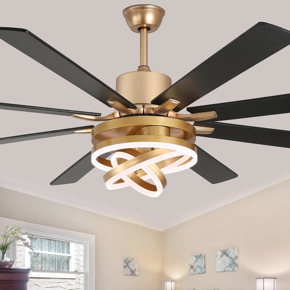 Chords Attic 72" 8-Blade DIY Shape Reversible Ceiling Fan with LED lights and Remote Control, 6-Speed, Timer Setting Quiet DC Motor for Large Room