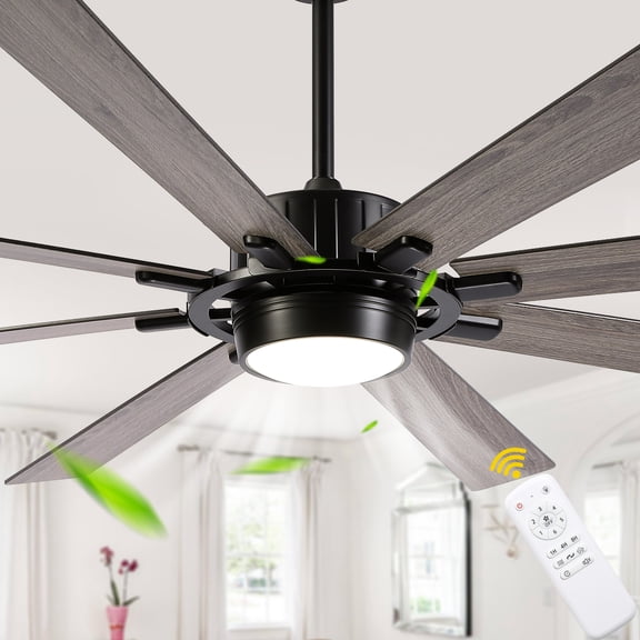 Chords Attic 72" Black Ceiling Fan with Lights and Remote Control, 3-Color 6-Speeds, Reversible Quiet DC Motor for Living Room