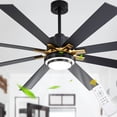 thumbnail image 1 of Chords Attic 72" Modern Black Ceiling Fan with LED Light Kit and Remote, 6-Speed Quiet DC Motor, Reversible for Large Living Rooms, 1 of 14