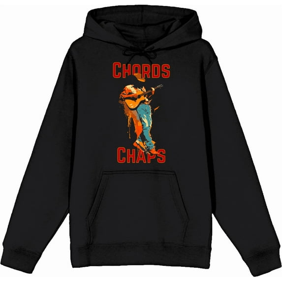 "Chords & Chaps" Cowboy Americana Adult Black Long Sleeve Hoodie-XS