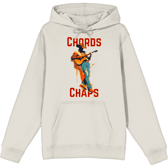 "Chords & Chaps" Cowboy Americana Adult Sand Long Sleeve Hoodie-Medium