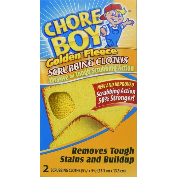 Chore Boy Golden Fleece Abrasive Scrubbing Cloth, 5.25in X 5.25in, 2 Ct