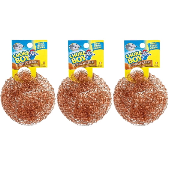 Chore Boy Ultimate Copper Scrubber Scouring Pad, Pure Copper (3-Pack)
