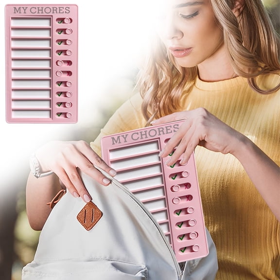 Chore Chart Board - Daily To Do List Tracker - Portable Checklist Board for Adults - Task Management Planner - 1 Pack - Pink