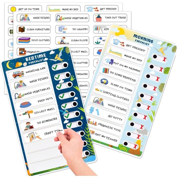 Chore Chart for Kids Interactive Morning Bedtime Routine Chart for Kids Visual Schedule for Kids Toddlers Behavior Chart for Kids at Home ADHD Tools for Kids