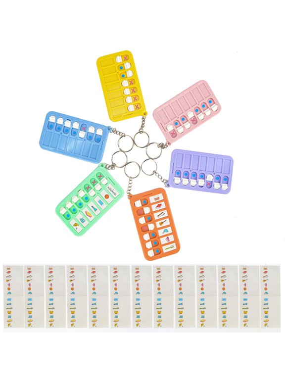 Chore Planning Keychain Set 6Pcs with 18pcs List Cards for Kids Adults Habit Tracker