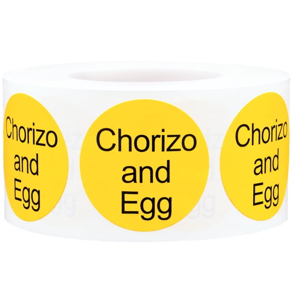 Chorizo and Egg Yellow Deli Labels | 1 Inch Round - 500 Pack