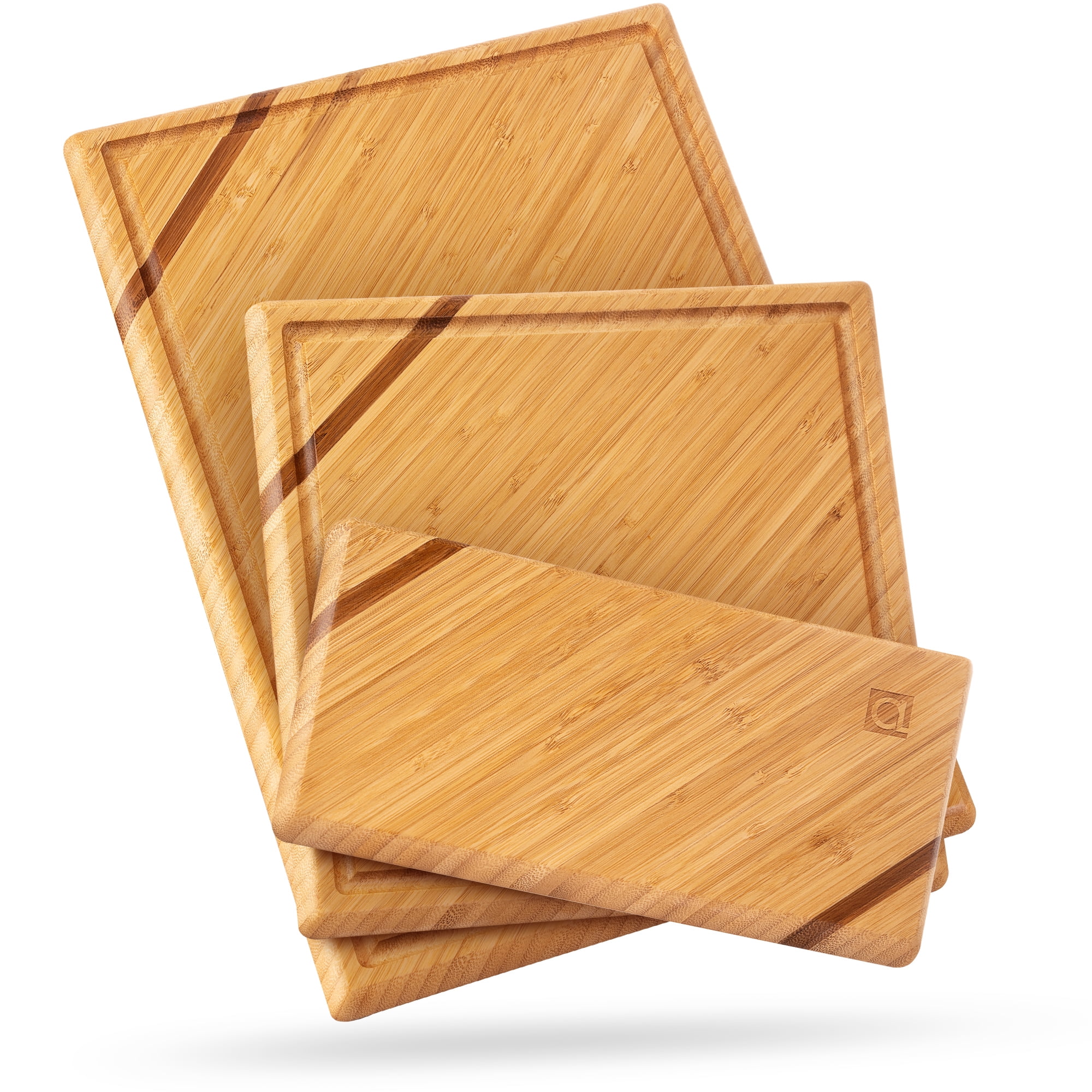 Chorus Bamboo Cutting Board Set with Juice Groove (Set of 3) - Luxury Organic Wood Cutting Boards for Kitchen, Wooden Chopping Board for Meat (Butcher Block), Vegetables, Cheese