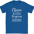 thumbnail image 1 of Chosen Blessed Forgiven Redeemed T-Shirt Christian Prayer Praise Jesus Tee - Royal Blue, L, 1 of 1